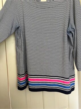 Lilly Pulitzer Striped Crewneck Top with Pink and Blue Accent